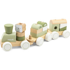 Viga Toys VIGA PolarB Green Railway Train with Carts Blocks