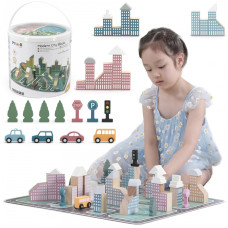 Viga Toys VIGA PolarB Wooden Model with City Blocks 56 pcs.