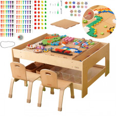Masterkidz Koka izglītojošs galds + SIENAS PIEDERUMI + 135 Blocks