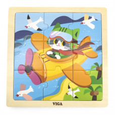 Viga Toys VIGA Handy деревянный пазл-самолет, 9 деталей