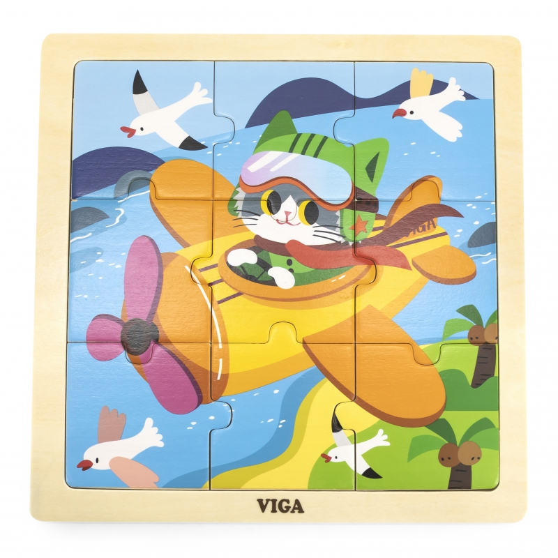 Viga Toys VIGA Handy koka lidmašīnas puzle, 9 gab