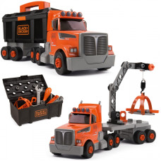 Smoby 3in1 Truck Black+Decker Tools Crane 60 Accs.