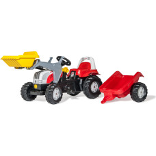 Rolly Toys rollyKid STEYR sarkanais pedāļa traktors ar kausu un piekabi