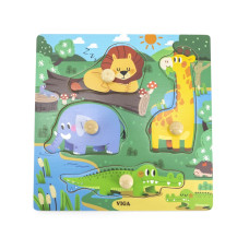 Viga Toys VIGA Wooden Puzzle with Pins Wild Animals