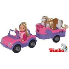 Simba Кукла Эви с лошадкой + джип с прицепом