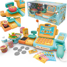 Woopie Shop Cash Register For Children Scanner Scale Microphone + 24 Accessories