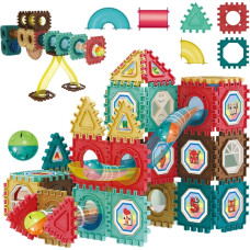 Woopie Klocki Konstrukcyjne 3D Zestaw Edukacyjny Tor Kulkowy Kulodrom Wafle 68el.