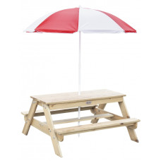 Classic World EDU koka piknika galds ar lietussargu