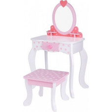 Tooky Toy Rozā koka tualetes galdiņš ar krēslu