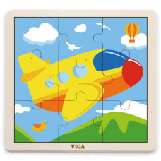 Viga Toys VIGA Handy деревянный пазл-самолет, 9 деталей