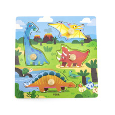 Viga Toys VIGA Wooden Puzzle with Pins Dinosaurs