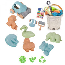 Woopie GREEN Sand Set with Bucket and Toy Car 10 pcs. BIODEGRADABLE ORGANIC MATERIAL