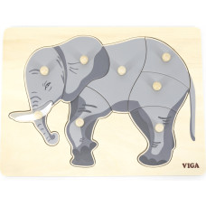 Viga Toys VIGA Деревянный пазл Монтессори Слон со булавками