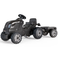 Smoby XL Black Pedal Tractor with Trailer