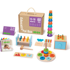 Tooky Toy Box XXL Box Montessori izglītojošs 6in1 sensors 13-18 mēneši