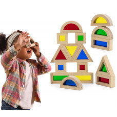 Viga Toys VIGA Wooden Colorful Blocks Set of 16 elements