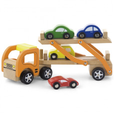 Viga Toys Koka piekabe ar rotaļu automašīnām