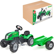 Falk Zaļais pedāļa traktors + piekabe un skaņas signāls uz 2 gadiem.