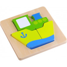Tooky Toy Puzle Montessori Puzle Biezi Blocks Kuģis 6 gab.