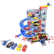 Woopie Multi-story Parking Garage Car Wash Helicopter + Accessories