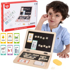 Tooky Toy Koka klēpjdatora Puzle Montessori Puzle Burtu mācīšanās Rakstīšana Dry-Dzēst Tāfele 58 gab.