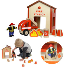 Masterkidz Mini Fire Station Wooden Set