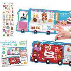 Woopie ART&FUN Reusable Stickers Set Creative Scrapbook Vehicles Fire Department Ice Cream Shop 77 pcs.