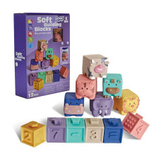 Woopie BABY Sensory Blocks Squeeze Puzzle Sound Learning Counting 12 pcs.