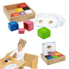 Masterkidz Colorful Cups and Square Blocks Wooden Toy Montessori Color Sorter