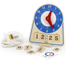 Viga Toys VIGA Wooden Clock Learning Time Clock Montessori